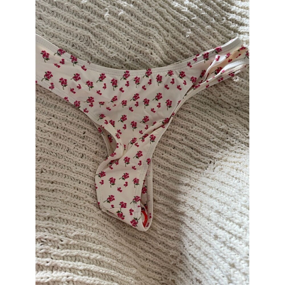 Women's 437 Cream Floral Bikini Bottom - Pink Floral Print